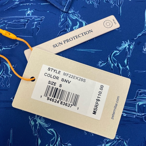 Peter Millar “Outlaw” Performance Jersey Polo Golf Shirt Sport Navy SMALL $110 - Picture 4 of 9